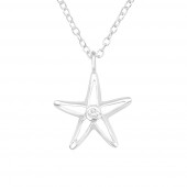 Lantisor din argint cu pandantiv stea de mare cu piatra DiAmanti DIA40225